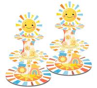 HAPPARTY 2PCS Sunshine Party 3-Tier Cupcake Stand Tower Holder for First Trip Around One In The Sun 1st Birthday Here Come The Son Baby Shower Party Decorations Supplies