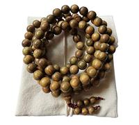 HAPPEACE 8mm Natural Fragrant Green Sandalwood 108 Mala Meditation Beads - Tibetan Buddhism Prayer Beads