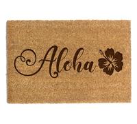 Happenings Natural Coir Doormat with Funny Text - Perfect Non-Slip Entrance Mat The Perfect for a Housewarming Party or New Home Gift (40x60cm, Aloha)
