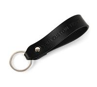 HAPPER STUDIO Italian leather key fob with your custom personalised name/text (Black)