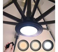 Happetite Umbrella Lights with Remote, Rechargeable Battery Operated Patio Cantilever Umbrella Lights with 3 Brightness Modes, 3 Colors Warm Neutral Cold, for Offset Patio Umbrella in Outdoor & Garden