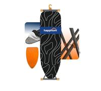 Happhom Ironing Board, Compact and Space Saver Patented Ironing Board with Extra Thick 3 Layer Cover, Height Adjustable, Easy Storage with Smart Hanger and Heavy Duty Steel Legs, Black (33x110 cm)