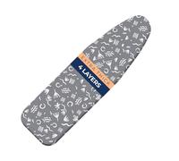 happhom Ironing Board Cover with Extra Thick Heavy Duty Pad, 4 Layers, Silver Coated Ironing Board Cover, Drawstring Tightening with Scorch and Stain Resistant Padding 45x125 cm (Soft Grey, L)