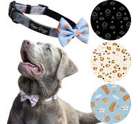 Happi Doggi® The Ultimate Everyday Dog Collar and Bow Tie Set, Adjustable, Reflective, Padded Neoprene Puppy Small Medium Large Dogs (XS - Neck: 18.28cm | Collar Width: 1.5cm, Summer Breeze)