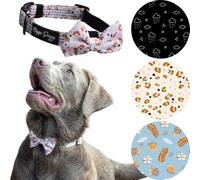 Happi Doggi® The Ultimate Everyday Dog Collar and Bow Tie Set, Adjustable, Reflective, Padded Neoprene Puppy Small Medium Large Dogs (XS - Neck: 18-28cm | Collar Width: 1.5cm, Animal Print)