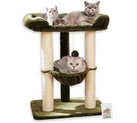Happi N Pets 71CM Cat Tree Tower for Indoor Cats, Tall Cat Scratching Post with Large Bed for Big Cats, Sisal Scratcher with Soft Perch & Hammock, Stable Cat Stand, Removable Cover-Green