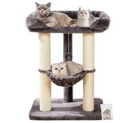 Happi N Pets 71CM Cat Tree Tower for Indoor Cats, Tall Cat Scratching Post with Large Bed for Big Cats, Sisal Scratcher with Soft Perch & Hammock, Stable Cat Stand, Removable Cover-Gray