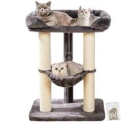 Happi N Pets 71CM Cat Tree Tower for Indoor Cats, Tall Cat Scratching Post with Large Bed for Big Cats, Sisal Scratcher with Soft Perch & Hammock, Stable Cat Stand, Removable Cover-Gray