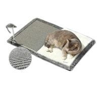 Happi N Pets Cat Scratcher Mat, 3 in 1 Foldable Sisal Mat for Small & Medium Cats, Portable Natural Scratcher with Memory Foam Bed & Interactive Toy, Rectangular, Grey