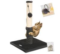 Happi N Pets Cat Scratching Post, Cat Scratcher for Kittens or Medium Cats, Sisal Scratch Post & Carpet Post in One, Stable Kitten Scratching Post with Replaceable Toy, Extra Free Toy, Smokey Gray