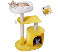 Happi N Pets Cat Tree, 33" Multi-Level Cloud Cat Tree Tower with Cozy Padded Bed & Large Condo for All Sized Cats, Featuring Scratching Posts, Viewing Perch & Toys, Stable Small Cat Tower