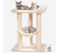 Happi N Pets Cat Tree, Cat Scratching Posts With Large Bed For Big Cats | Small Cat Tower, 72CM Tall For Window Viewing, 60x40CM Large Cat Bed, Cat Hammock, Removable Cover, Solid Structure,Beige