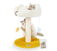 Happi N Pets Cloud Cat Scratching Post with Bed, Small Cat Tree for Kittens, Scratch Post with Cloud-Shaped Soft Perch & Cute Toys, Removeable Cover, Bounus Catnip