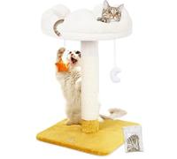 Happi N Pets Tall Cat Scratching Post with Large Bed, Thick Posts With Toys