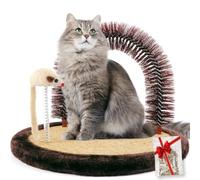 Happi N Pets The Original Cat Arch Self Groomer Cat Massager Cat Hair Brush For Grooming With Sturdy Cat Scratching Pad And Catnip Toy Cat Face Scratchers Durable Brusher Cat Rubbing Post & Scratcher
