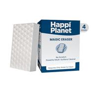 Happi Planet Magic Eraser | Pack of 4 | No Scratch Multi-Surface Cleaning Sponge | Removes 100+ Tough Stains | Just Add Water | Walls, Kitchen, Bathroom, Shoes & Switch Boards