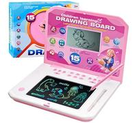 Happiegg Kids Laptop, 2-in-1 LCD Drawing Board & Learning Laptop for Toddlers, Learn Alphabet Maths Games Music, Christmas Birthday Gifts for 3 4 5 6 7 8 Year Old Boys Girls, PINK