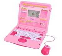 Happiegg Kids Laptop, Bilingual English/French Educational Toy- Kids Toy with 65 Activities to Learn Letters, Words, Math, Logic, Play Games and Music, Christmas Birthday Gifts for Boys Girls, Pink