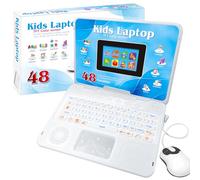 Happiegg Kids Laptop Educational Toy, 48 Learning Activities, 15x8cm Colour Screen, Maths English Music Games, Boys & Girls Age 5+, White