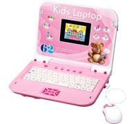 Happiegg Kids Laptop - Kids Computer with Colour Screen, 62 Activities for English Alphabet, Words, Math, Games & Music, Christmas Birthday Gifts for Boys Girls, Pink
