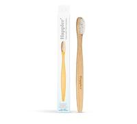 Happier Beauty Bamboo Toothbrush - Biodegradable Plastic Free Toothbrushes with Medium Bristles, Ergonomic Handle and Head