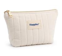 Happier Cosmetic Bag | Premium Eco-RPET & Cotton | Planet-Friendly Toiletry Makeup Travel Organiser Washbag | Minimalist Travels Storage | Portable Convenience
