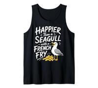 Happier Than A Seagull with A French Fry Fun Summer Tank Top
