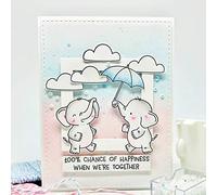 Happies Elephants Duck Cloud Umbrella Clear Stamp for Card Making When it Rains Play in The Puddles Pharse Gel Rubber Stamp for Paper Crafting Embossing Scrapbooking Supplies
