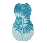 Happiest Baby Sleepea 5-Second Swaddle - 100% Organic Cotton Baby Swaddle Blanket - Doctor Designed Promotes Healthy Hip Development (Tie Dye Blue, Small)