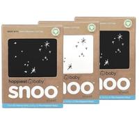 Happiest Baby SNOO Bassinet Fitted Sheet - 100% Organic Cotton Nursery Bedding - Fits SNOO Sleeper Crib Mattress - 3-Pack Bundle (Black (2), Ivory Stars (1))