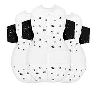 Happiest Baby SNOO Sleep Sack - 100% Organic Cotton Baby Swaddle Blanket - Doctor Designed Promotes Healthy Hip Development - 3-Pack Bundle (Ivory Planets with Black Wings, S, M, L)