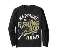 Happiest Fishing Rod Angler Fisherman Fish Lovers Long Sleeve T-Shirt