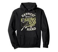 Happiest Fishing Rod Angler Fisherman Fish Lovers Pullover Hoodie