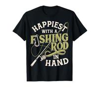 Happiest Fishing Rod Angler Fisherman Fish Lovers T-Shirt