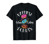 Happiest When Eating Donuts Funny Doughnut Food Lover Party Value Graphic T-Shirt, Men, Black, S