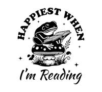 Happiest When I'm Reading Frog Reader Typography Funny Bookish Frog Design Wall Decals Paster Paper 67.2x77.1cm Equipped with Transfer Film kit Black