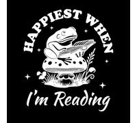 Happiest When I'm Reading Frog Reader Typography Funny Bookish Frog Design Wall Decals Paster Paper 67.2x77.1cm Multiple Size Options White