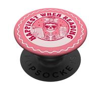 Happiest When Reading Gothic Skeleton Book Lover Floral PopSockets Adhesive PopGrip