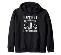Happiest With A Leash Dog Lover Pet Owner Animal Enthusiast Zip Hoodie