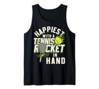 Happiest with A Racket Sports Tennis Player Lover Tank Top
