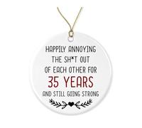 Happily Annoying Each Other for 35 Years - 35Th Anniversary Ornament - Funny - Christmas Tree Ornament - Ceramic Holiday Keepsake Printed on Both Sides