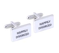 Happily Divorced Cufflinks - Onyx Art CK200 Mens Wedding Novelty Gift Cuff Links In Premier Life Packaging
