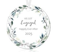 Happily Ever After Gift 2025 Engagement Wedding Mr & Mrs Gifts for Couple Engagement Bauble Wedding Newlyweds Ceramic Marry Plaque Ornament(Engaged)