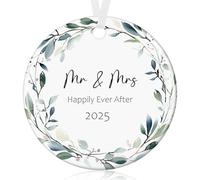 Happily Ever After Gift 2025 Engagement Wedding Mr & Mrs Gifts for Couple Engagement Bauble Wedding Newlyweds Ceramic Marry Plaque Ornament(Married)