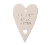 Happily Ever After Heart Shaped Ceramic Hanging Decoration Bauble Wedding