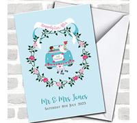 Happily Ever After Just Married Wedding Car Wreath Floral Personalised Card | Wedding Card | On Your Wedding Day