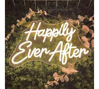 Happily Ever After Neon Sign, 42x27cm LED Light Up Letters Wedding Neon Light for Wedding Backdrop Engagement Bridal Shower Valentines Bachelorette Party Decoration Couple Gift