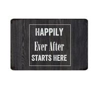 Happily Ever After Starts Here Metal Signs 8x12 Inch Funny Novelty Lounge Terrace Laundry Wall Decorations Metal Plaque Wall Art Plaques for Front Door