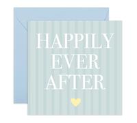 Happily Ever After Wedding Card - Elegant Minimalist - Romantic Card for Bride & Groom, Mr & Mrs, Friends, Brother, Sister, Mum, Dad - For Engagement or Anniversary -Comes with Stickers