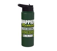 Happily Married to an Awesome Electircal Lineman Stainless Steel Insulated Water Bottle